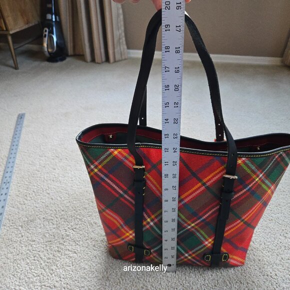 UNUSED Dooney & Bourke Plaid Leather Tote Bag Shopper With Dustbag - Picture 14 of 16